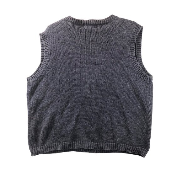 Pendleton Womens Vest Size 3X Navy Blue Ugy Sweater Floral Embroidery Front VTG - Picture 2 of 10